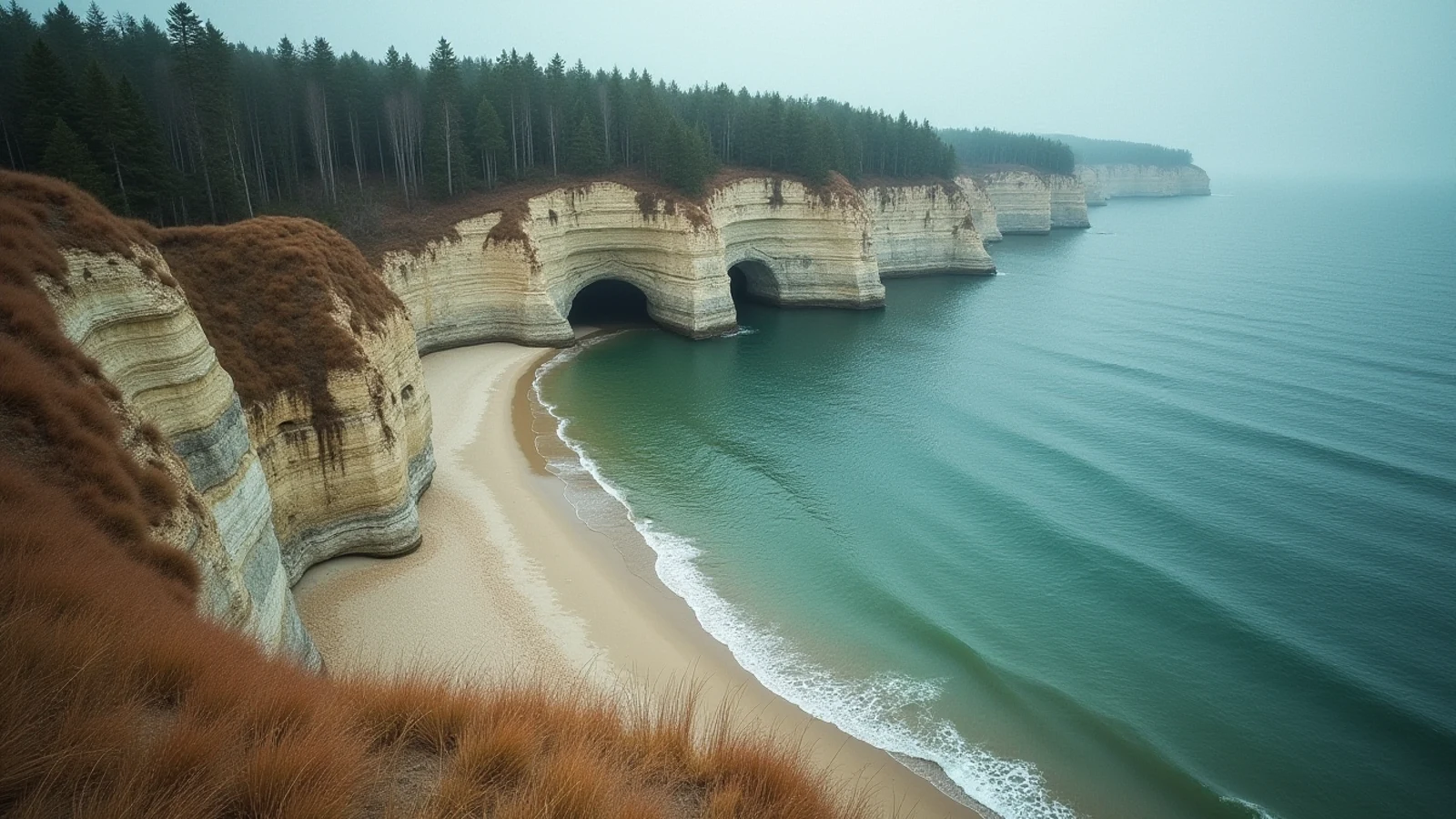 Cave Point County Park on the Great Lakes shoreline