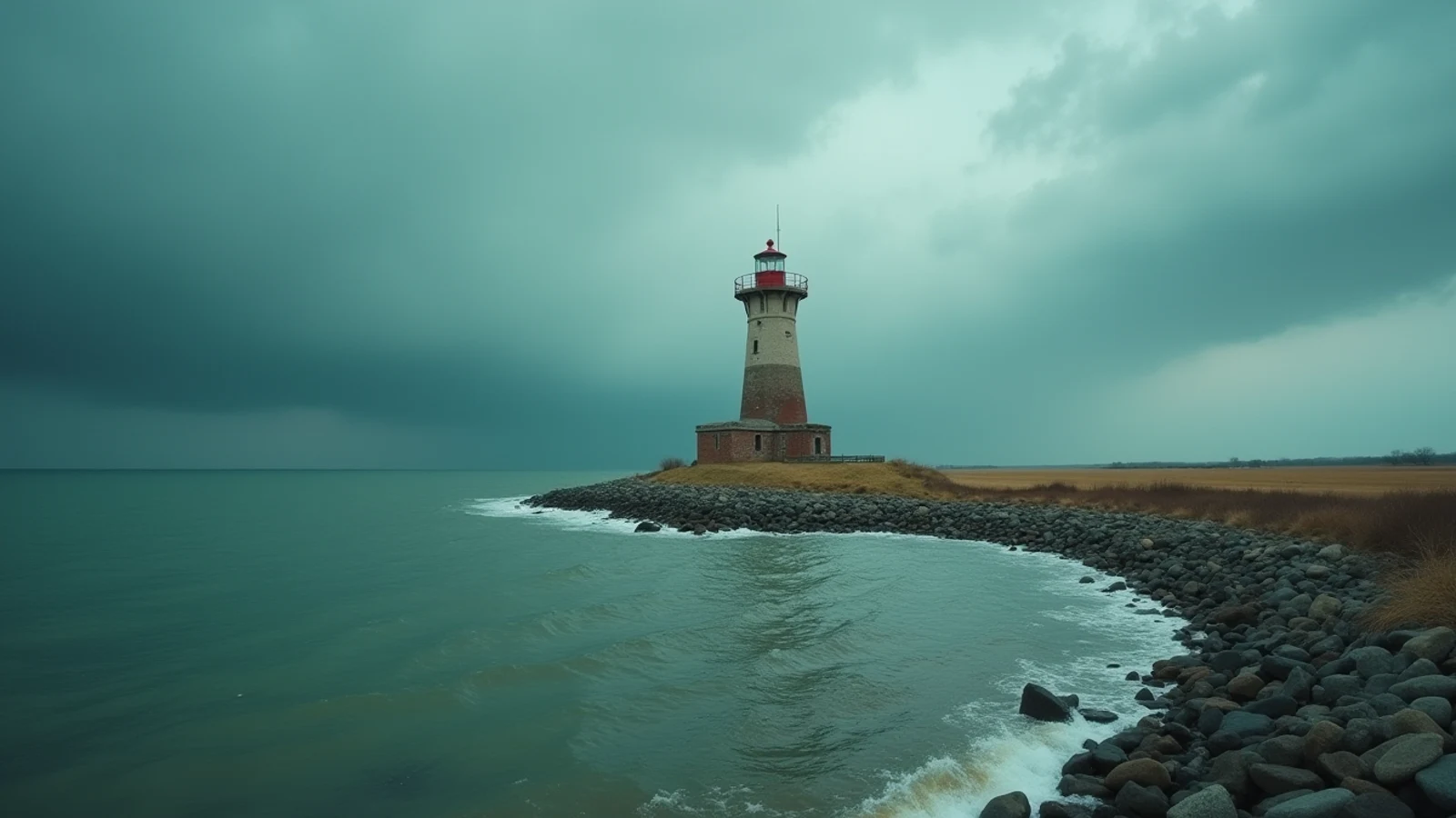 Erie Land Lighthouse on the Great Lakes shoreline