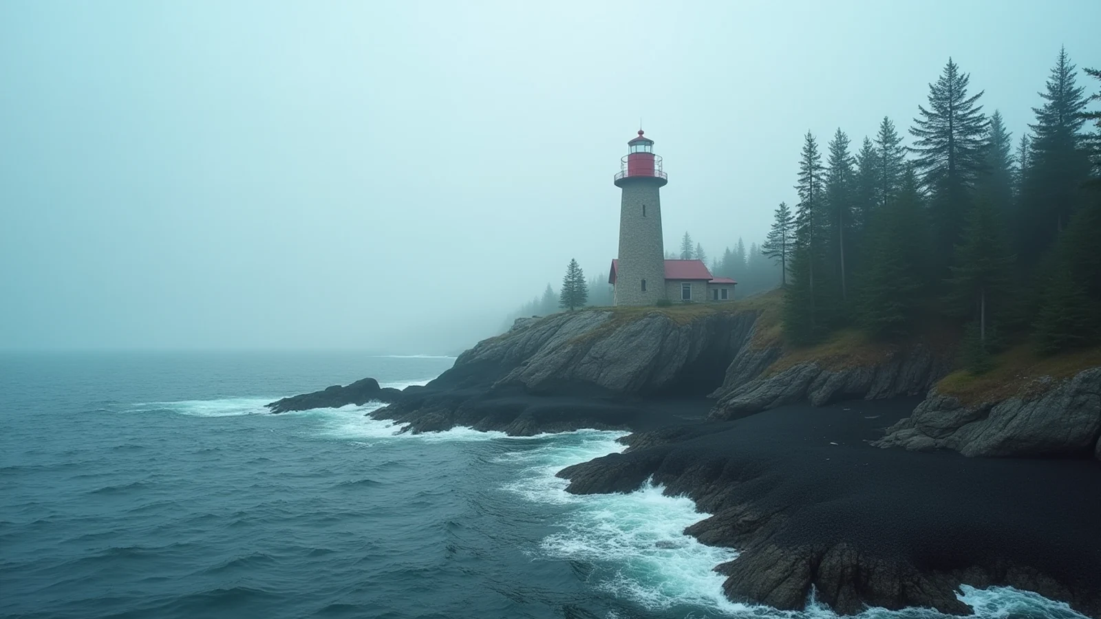 Split Rock Lighthouse on the Great Lakes shoreline
